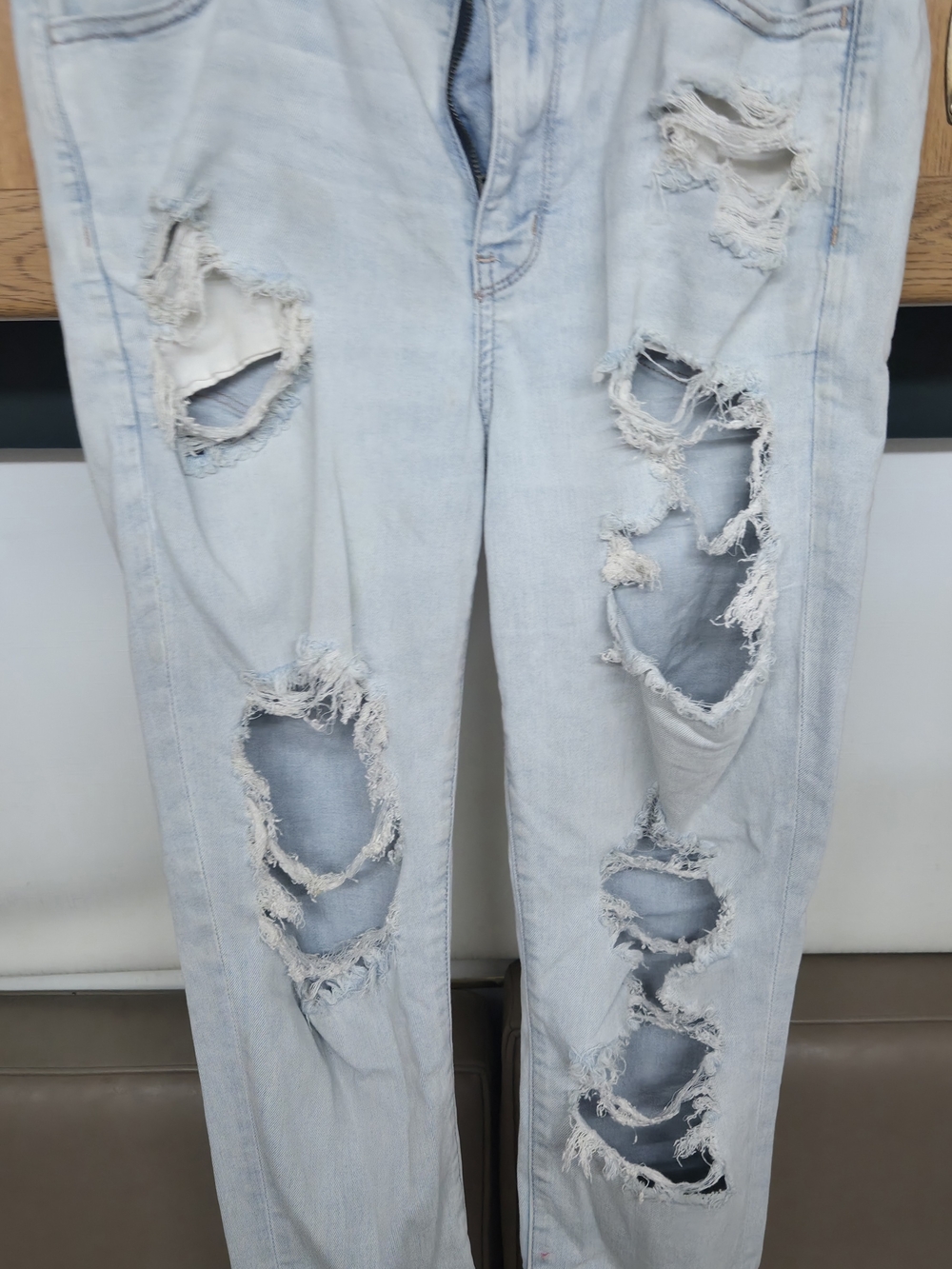 American Eagle Outfitters Light Blue High-Rise Distressed Jeans